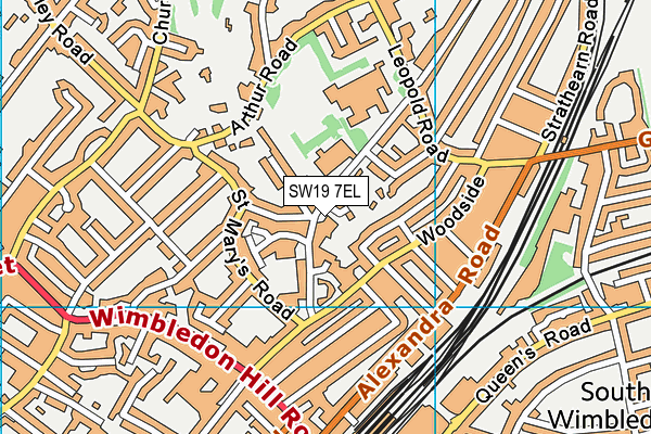 SW19 7EL map - OS VectorMap District (Ordnance Survey)