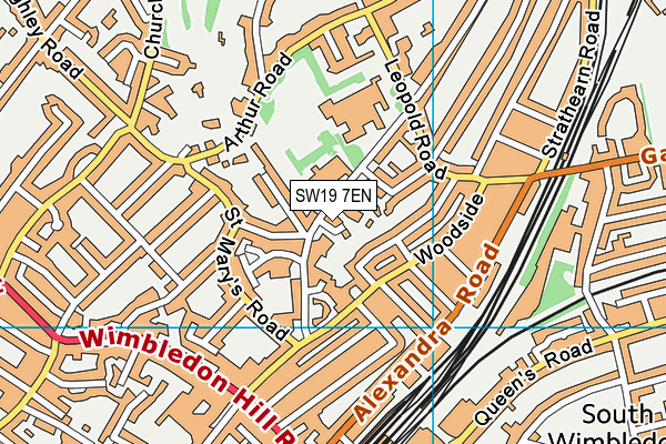 SW19 7EN map - OS VectorMap District (Ordnance Survey)