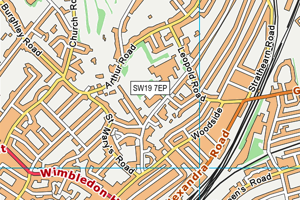 SW19 7EP map - OS VectorMap District (Ordnance Survey)