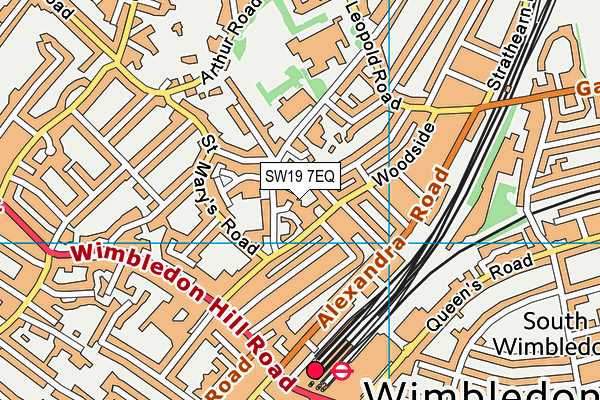 SW19 7EQ map - OS VectorMap District (Ordnance Survey)