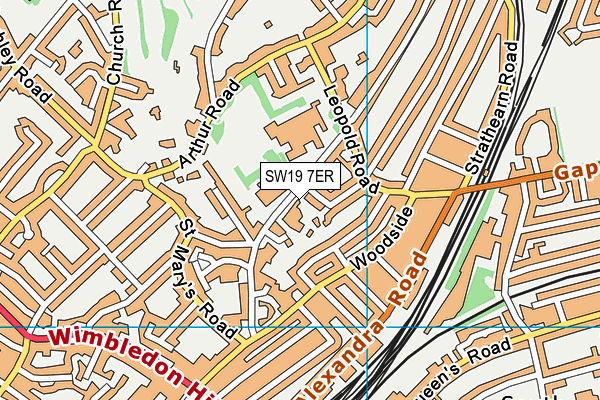 SW19 7ER map - OS VectorMap District (Ordnance Survey)