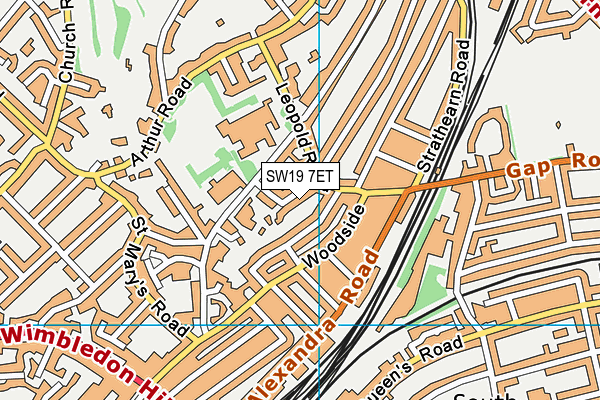 SW19 7ET map - OS VectorMap District (Ordnance Survey)