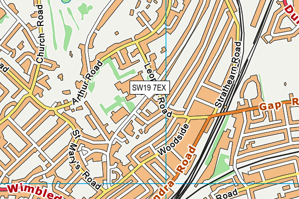 SW19 7EX map - OS VectorMap District (Ordnance Survey)