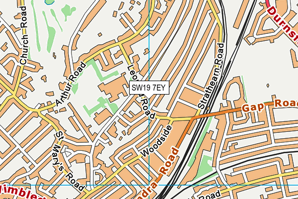 SW19 7EY map - OS VectorMap District (Ordnance Survey)