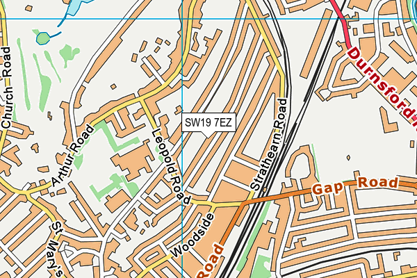 SW19 7EZ map - OS VectorMap District (Ordnance Survey)