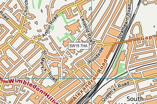 SW19 7HA map - OS VectorMap District (Ordnance Survey)