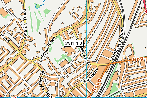 SW19 7HB map - OS VectorMap District (Ordnance Survey)