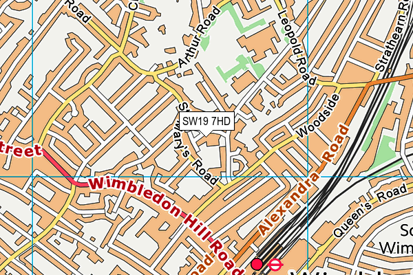 SW19 7HD map - OS VectorMap District (Ordnance Survey)