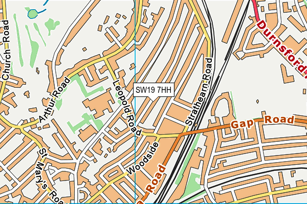 SW19 7HH map - OS VectorMap District (Ordnance Survey)