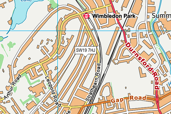SW19 7HJ map - OS VectorMap District (Ordnance Survey)