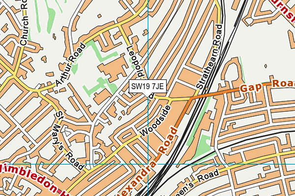 SW19 7JE map - OS VectorMap District (Ordnance Survey)
