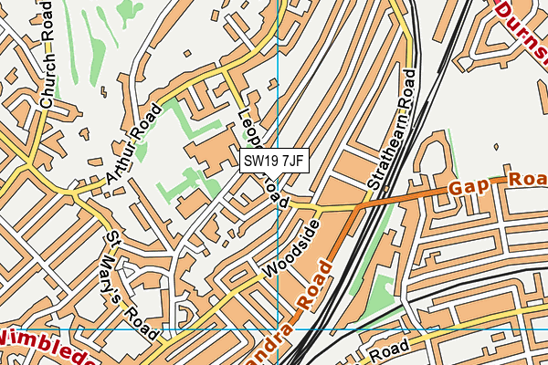 SW19 7JF map - OS VectorMap District (Ordnance Survey)