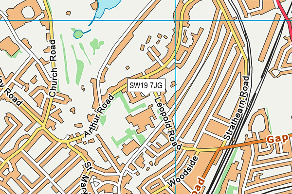 SW19 7JG map - OS VectorMap District (Ordnance Survey)