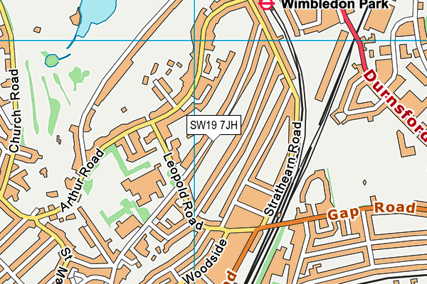 SW19 7JH map - OS VectorMap District (Ordnance Survey)