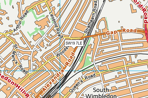 SW19 7LE map - OS VectorMap District (Ordnance Survey)