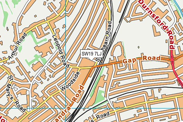 SW19 7LJ map - OS VectorMap District (Ordnance Survey)