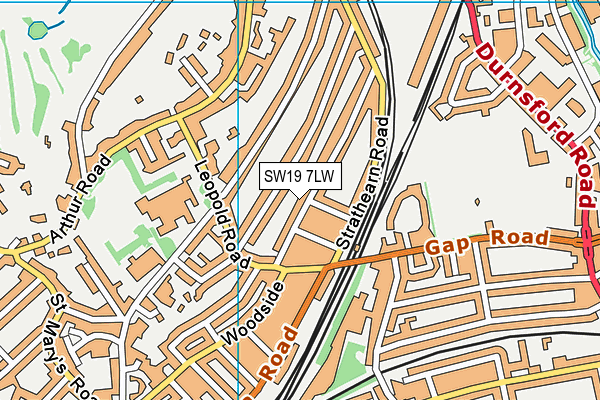 SW19 7LW map - OS VectorMap District (Ordnance Survey)