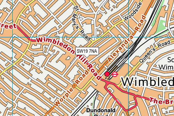 SW19 7NA map - OS VectorMap District (Ordnance Survey)