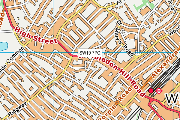 SW19 7PQ map - OS VectorMap District (Ordnance Survey)