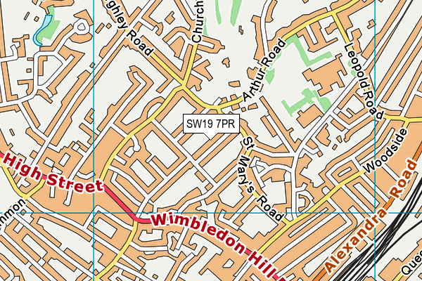 SW19 7PR map - OS VectorMap District (Ordnance Survey)