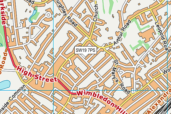 SW19 7PS map - OS VectorMap District (Ordnance Survey)