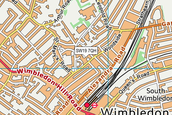 SW19 7QH map - OS VectorMap District (Ordnance Survey)