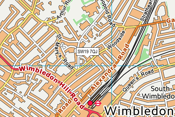 SW19 7QJ map - OS VectorMap District (Ordnance Survey)
