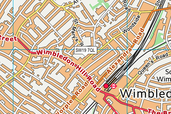 SW19 7QL map - OS VectorMap District (Ordnance Survey)