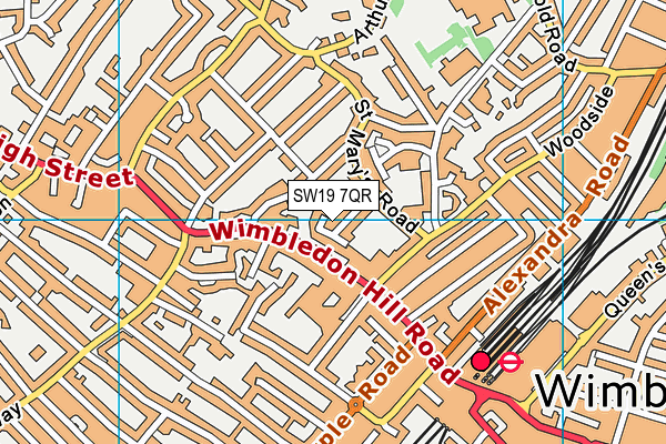 SW19 7QR map - OS VectorMap District (Ordnance Survey)