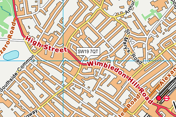 SW19 7QT map - OS VectorMap District (Ordnance Survey)