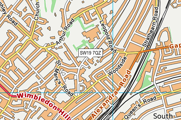 SW19 7QZ map - OS VectorMap District (Ordnance Survey)