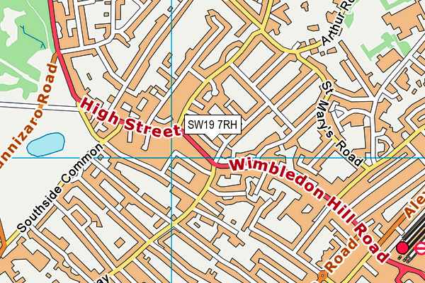 SW19 7RH map - OS VectorMap District (Ordnance Survey)