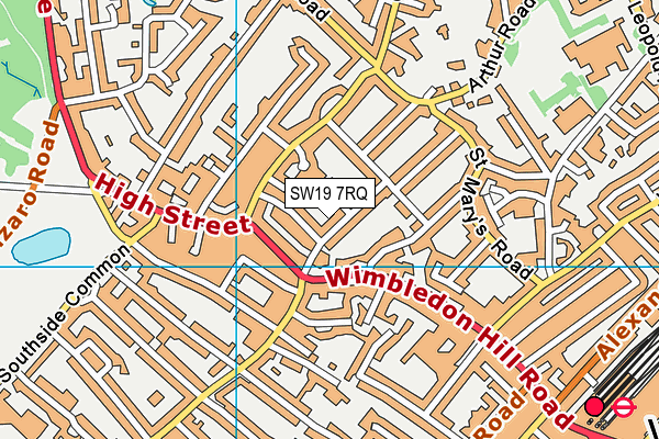 SW19 7RQ map - OS VectorMap District (Ordnance Survey)