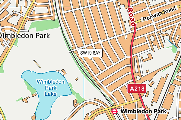 SW19 8AY map - OS VectorMap District (Ordnance Survey)