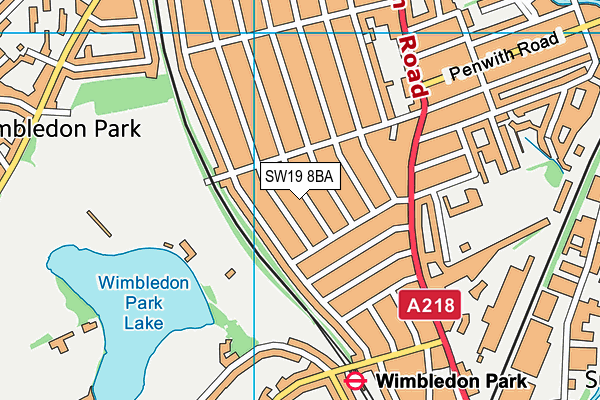 SW19 8BA map - OS VectorMap District (Ordnance Survey)