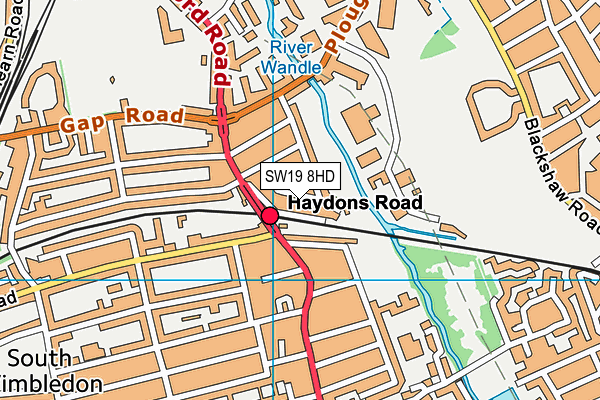 SW19 8HD map - OS VectorMap District (Ordnance Survey)