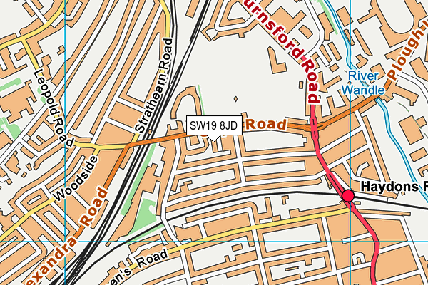 SW19 8JD map - OS VectorMap District (Ordnance Survey)