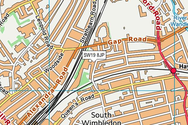 SW19 8JP map - OS VectorMap District (Ordnance Survey)