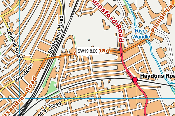 SW19 8JX map - OS VectorMap District (Ordnance Survey)