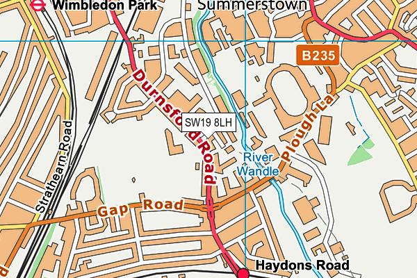 SW19 8LH map - OS VectorMap District (Ordnance Survey)