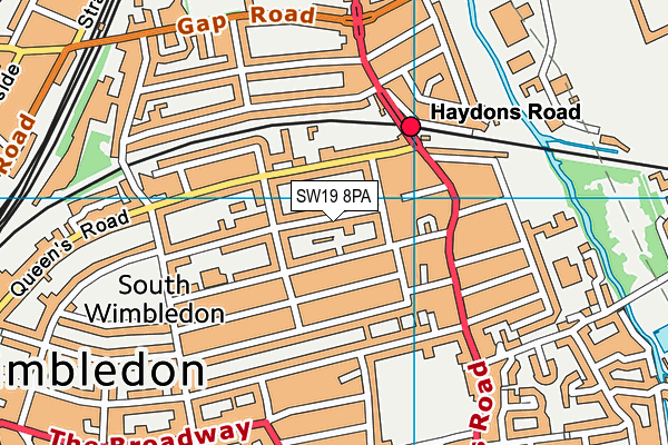 SW19 8PA map - OS VectorMap District (Ordnance Survey)