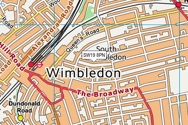 SW19 8PN map - OS VectorMap District (Ordnance Survey)