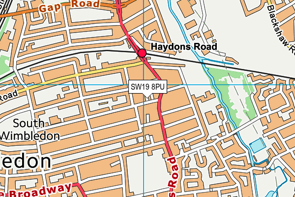 SW19 8PU map - OS VectorMap District (Ordnance Survey)