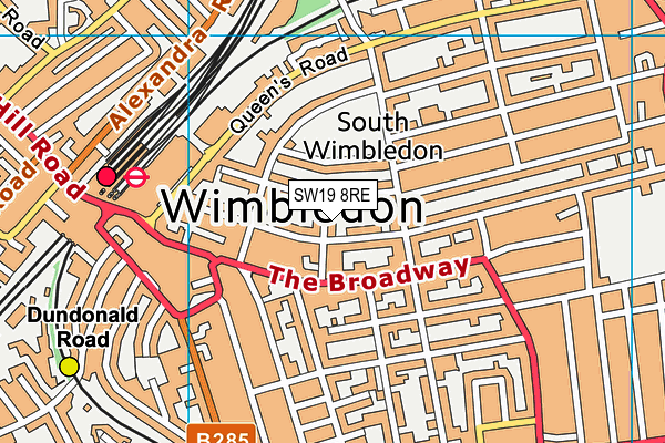 SW19 8RE map - OS VectorMap District (Ordnance Survey)