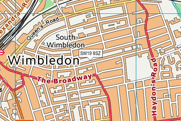 SW19 8SZ map - OS VectorMap District (Ordnance Survey)