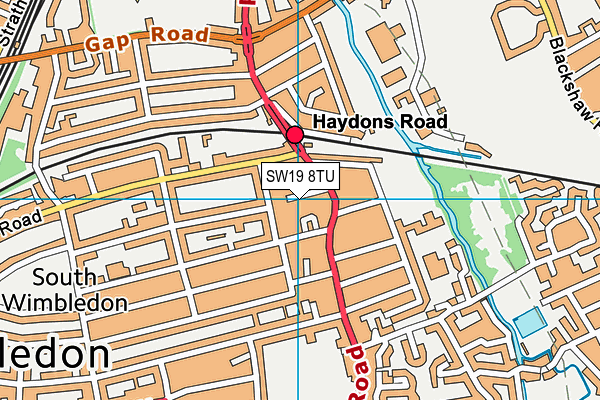 SW19 8TU map - OS VectorMap District (Ordnance Survey)