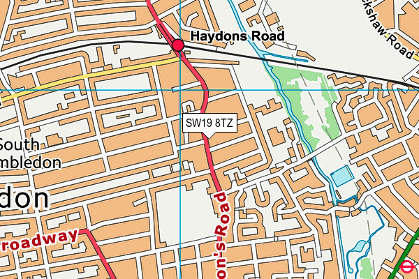 SW19 8TZ map - OS VectorMap District (Ordnance Survey)