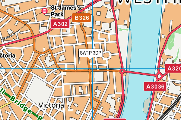 SW1P 3DP map - OS VectorMap District (Ordnance Survey)