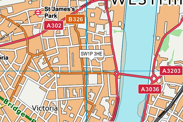 SW1P 3HE map - OS VectorMap District (Ordnance Survey)