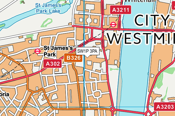 SW1P 3PA map - OS VectorMap District (Ordnance Survey)